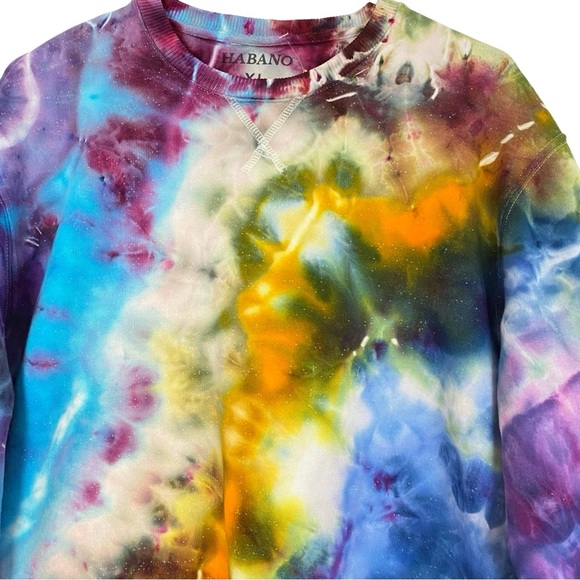 Handmade Tie Dye Sweatshirt Mens Size XL Unisex Upcycled Pullover One Of A Kind - Picture 3 of 11